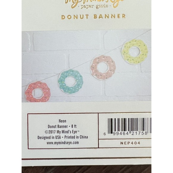 Lot of 2 Banner, Garland, Neon Donut Banner, Birthday Party Decorations 8’ NEW - Picture 3 of 4